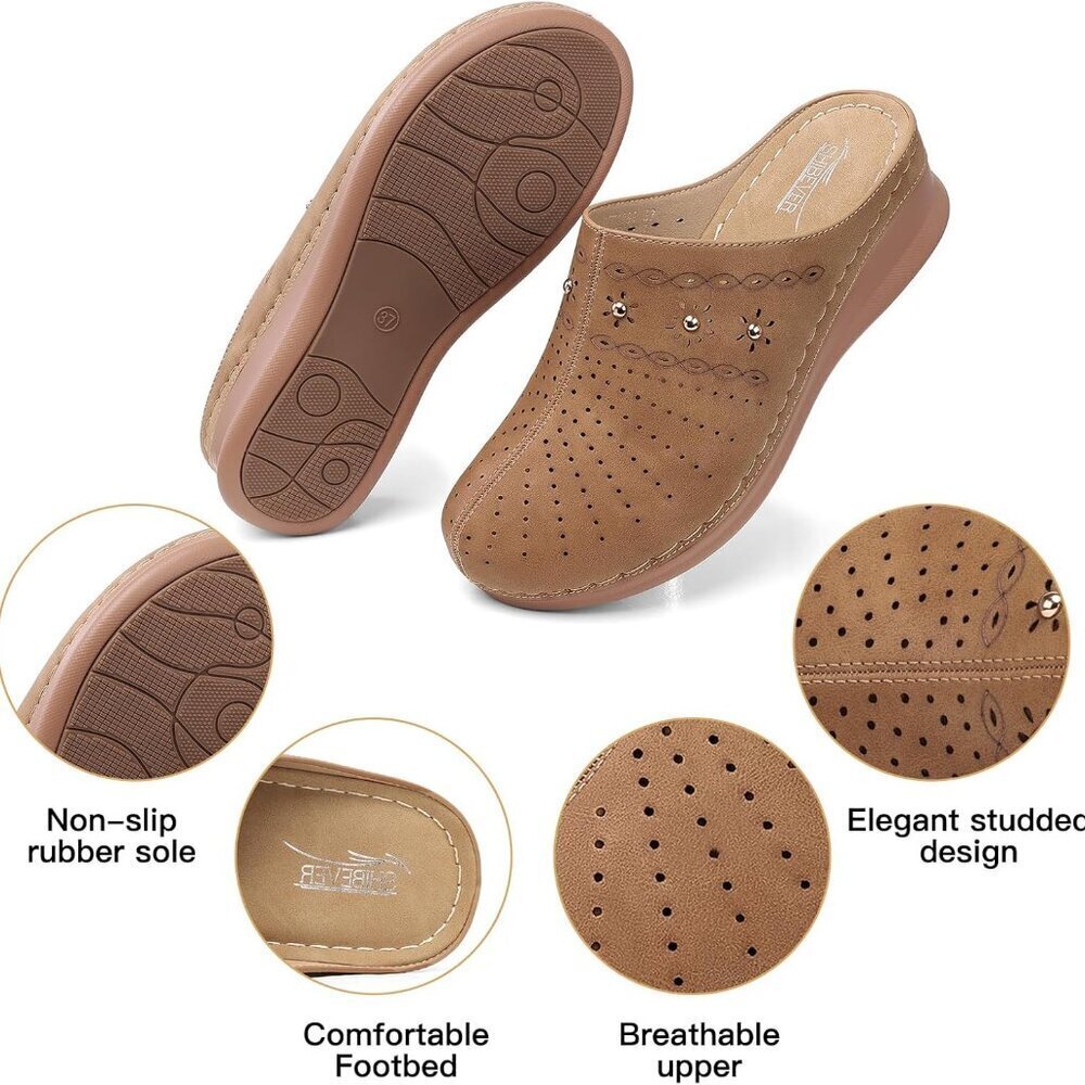 Women Clogs Artificial Pu Slip-On Closed Toe Comfortable Support - Picture 4 of 6